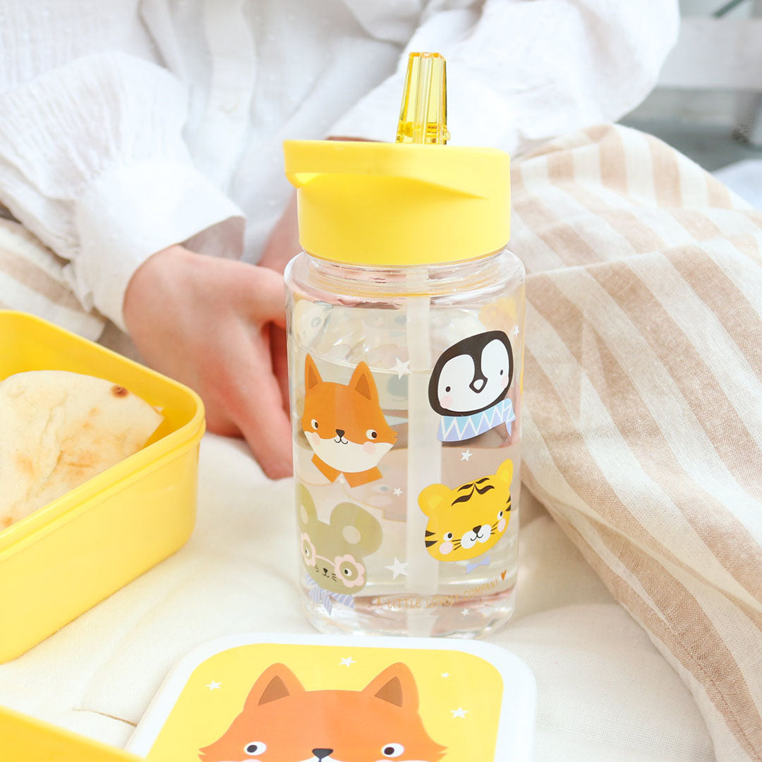 a little lovely company drinkfles met rietje - dierenvrienden - 450 ml | DBAFYE90 | 1