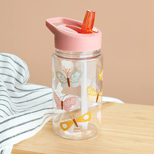 a little lovely company drinkfles met rietje - vlinders - 450ml | DBBUPI43 | 4