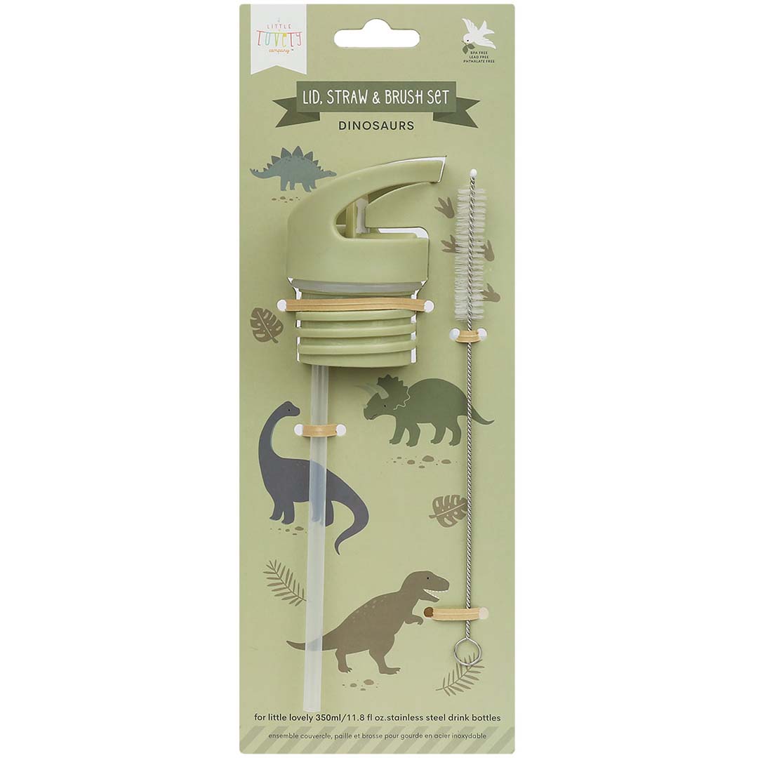 a little lovely company flessendop met rietje en borsteltje - dinosaurussen | DBSSRE51 | 1