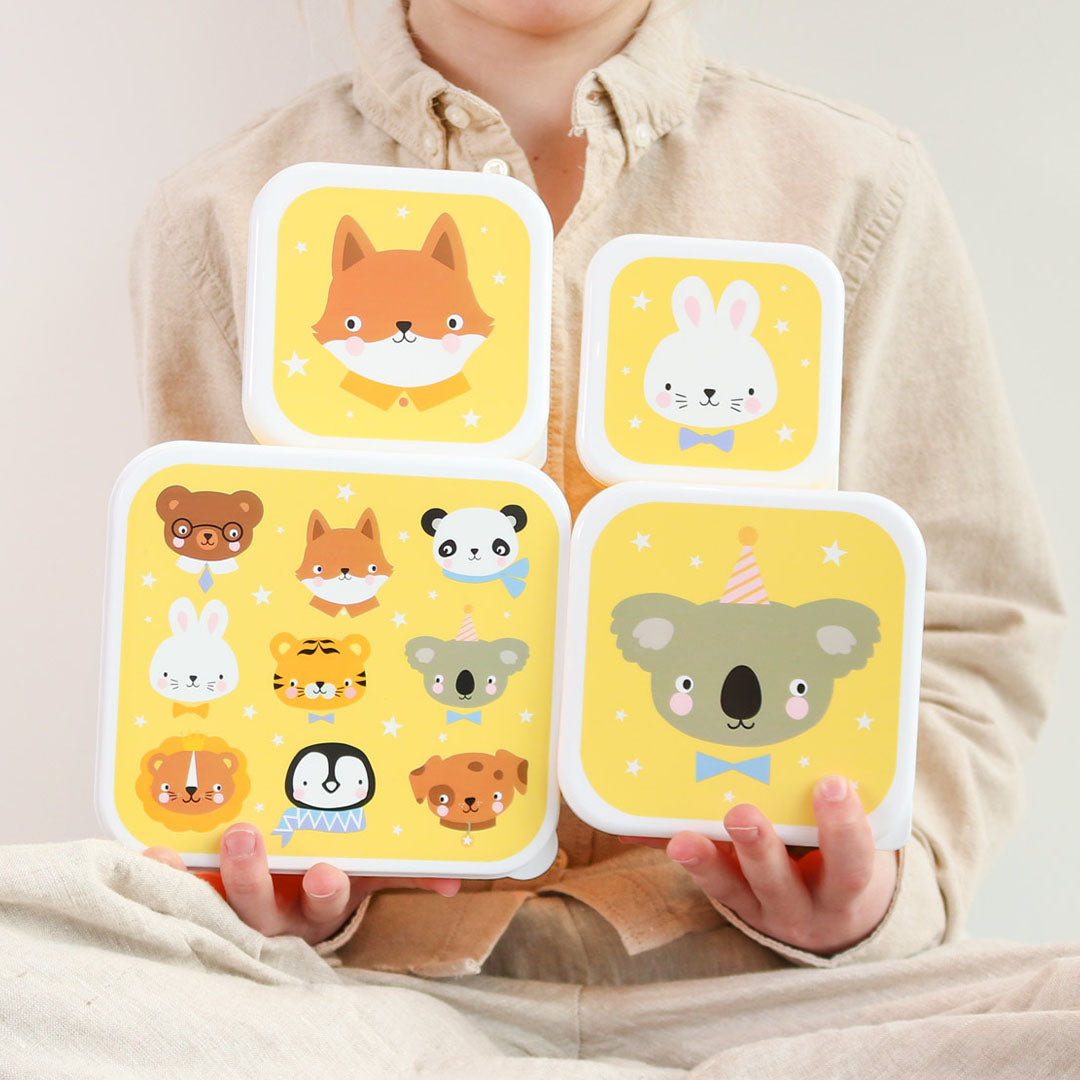 a little lovely company lunchbox set - dierenvrienden - 4st | SBSEAF81 | 1