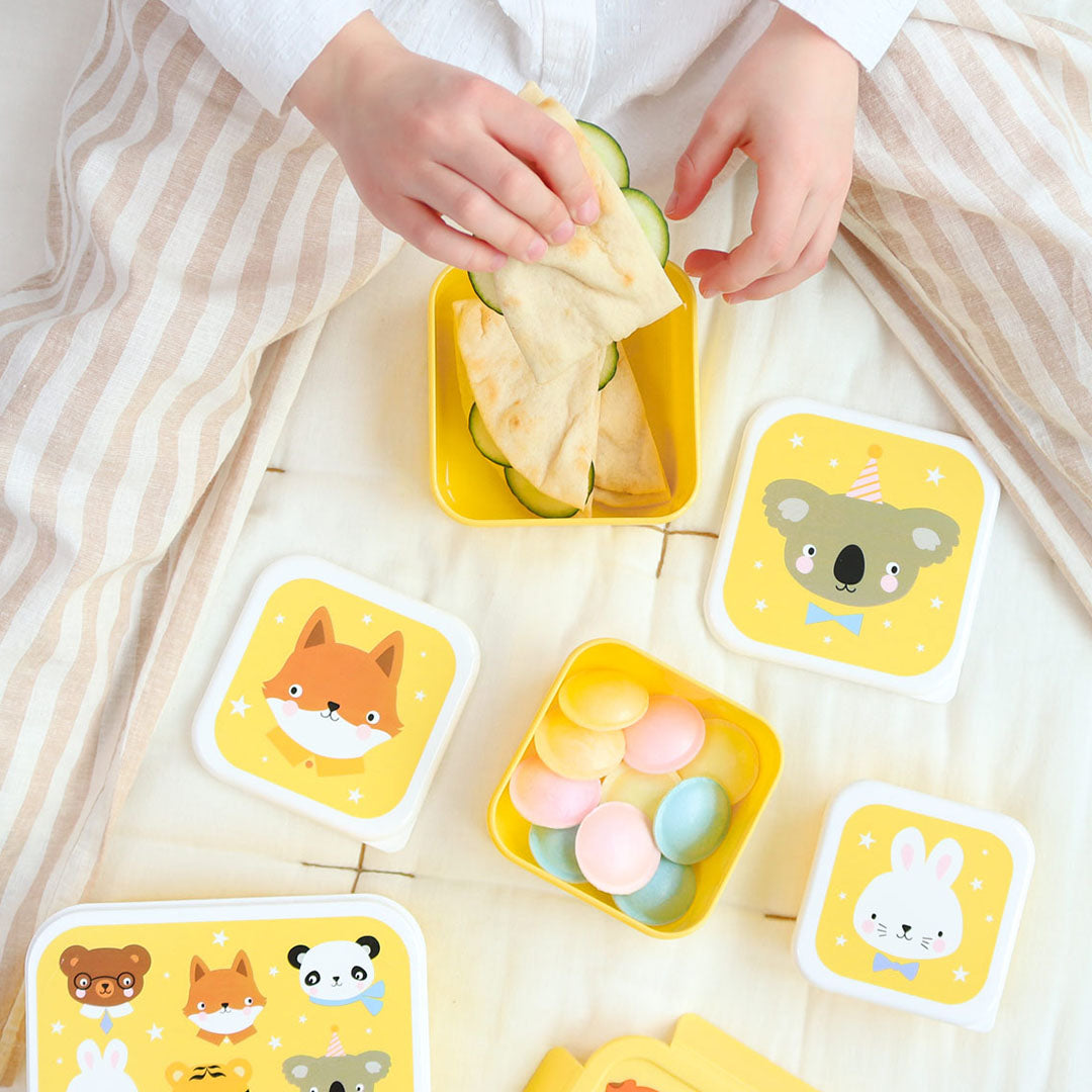 a little lovely company lunchbox set - dierenvrienden - 4st | SBSEAF81 | 2