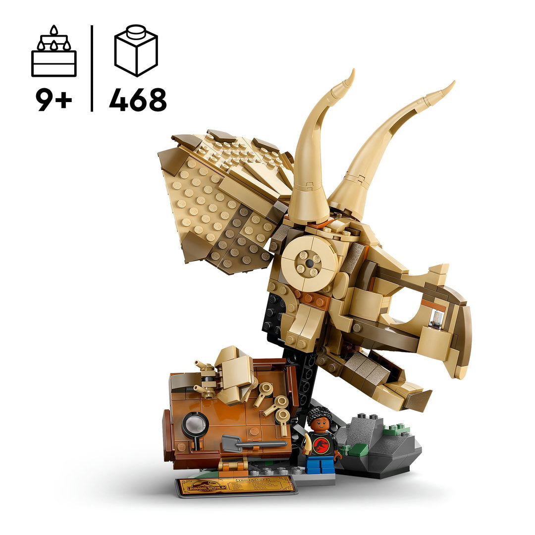LEGO jurassic world dinosaurusfossielen triceratops schedel