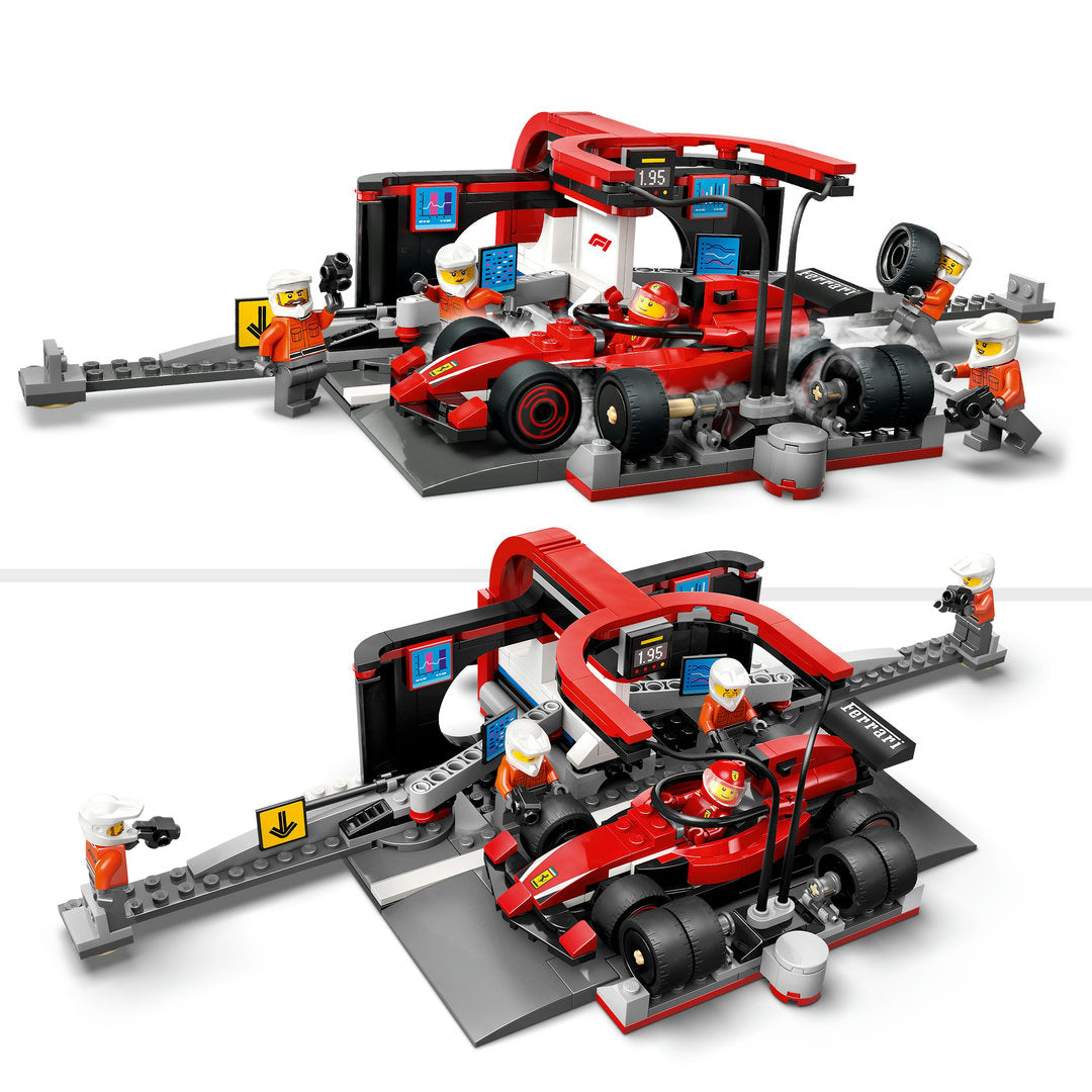 LEGO city f1 pitstop en pitcrew met ferrari auto