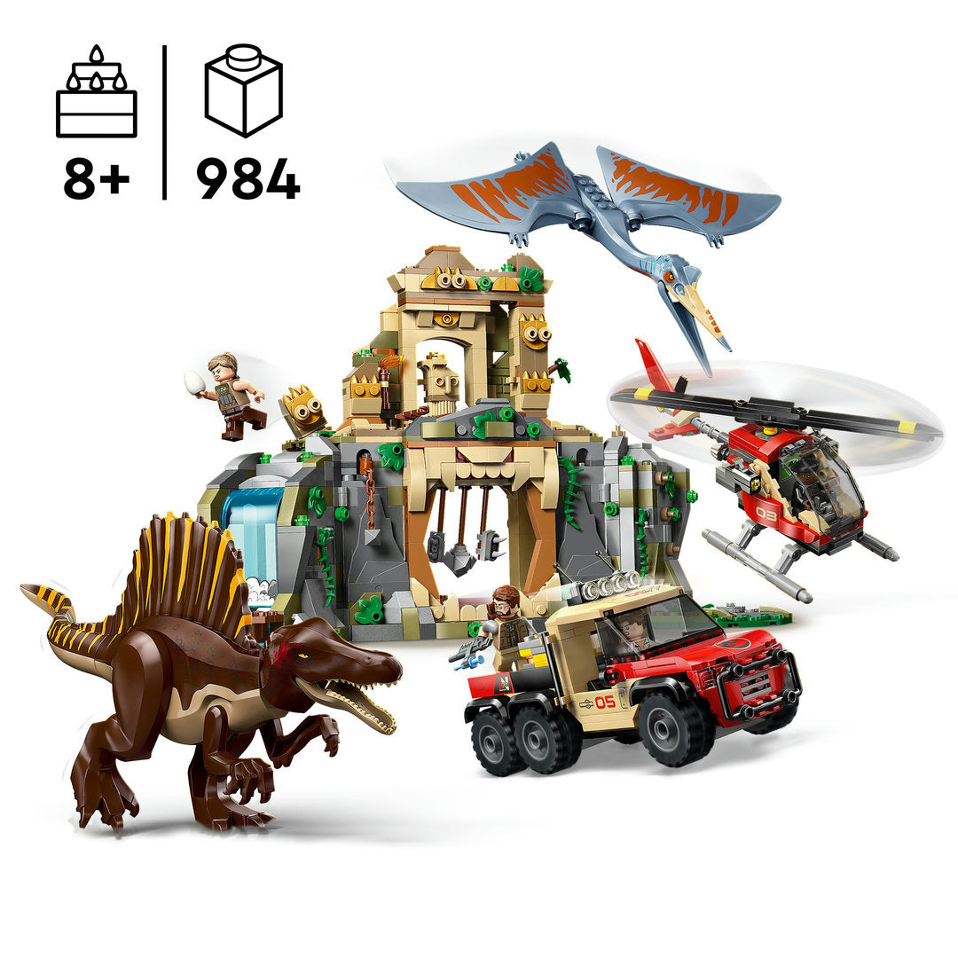 LEGO jurassic world spinosaurus en quetzalcoatlus luchtmissie