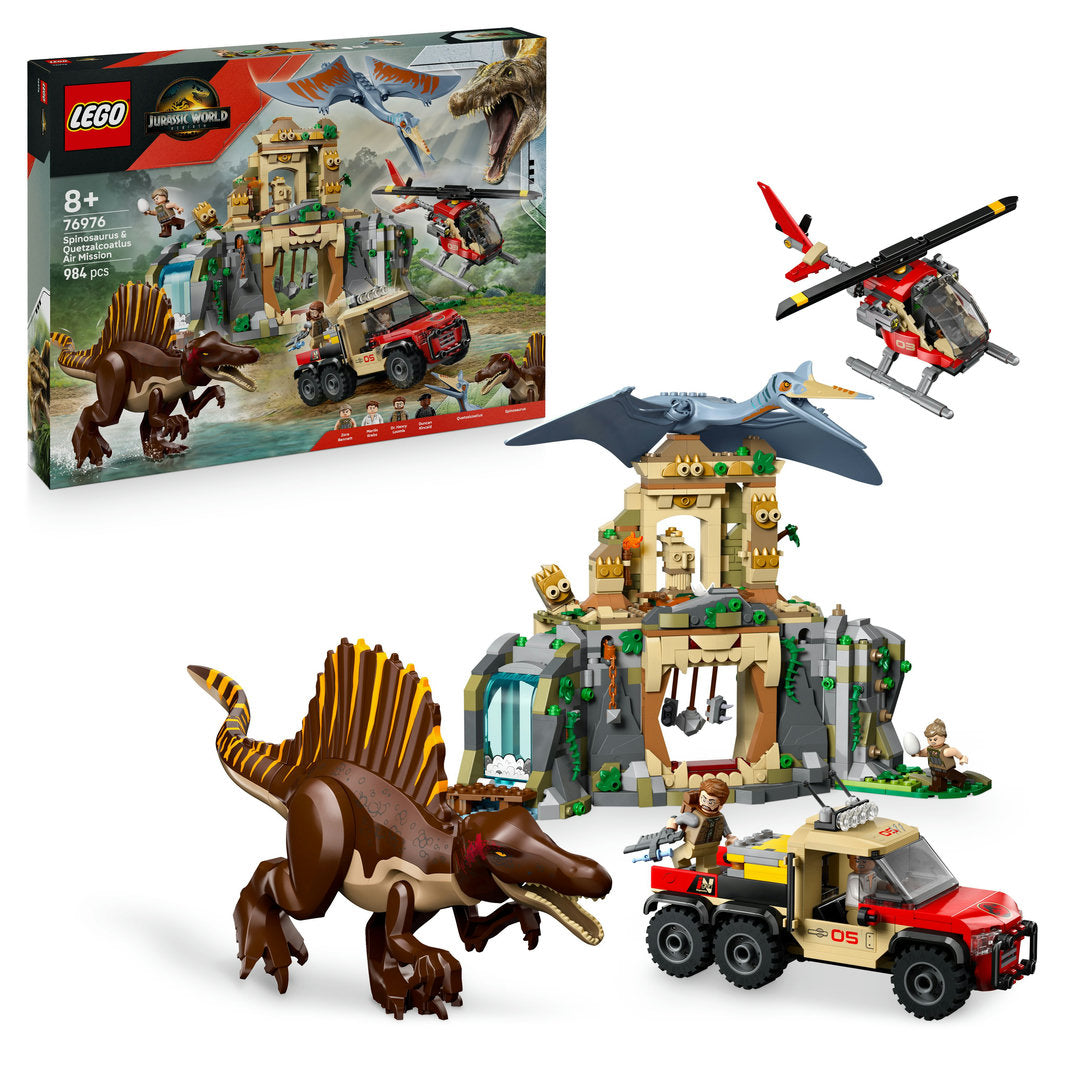 LEGO jurassic world spinosaurus en quetzalcoatlus luchtmissie