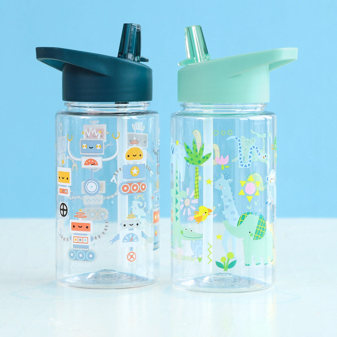 a little lovely company drinkfles met rietje - robots - 450 ml | DBROBU95 | 3