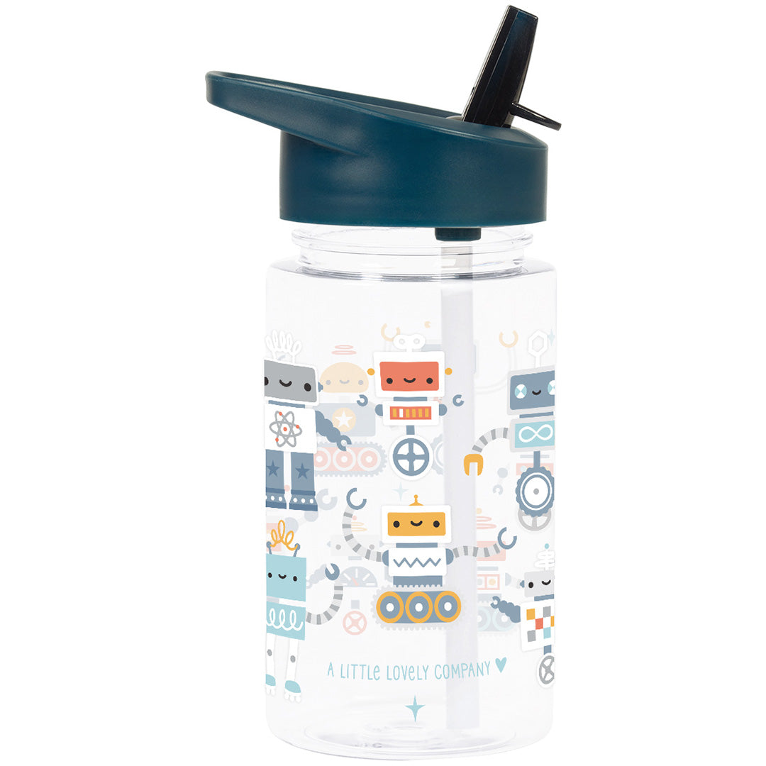a little lovely company drinkfles met rietje - robots - 450 ml | DBROBU95 | 4