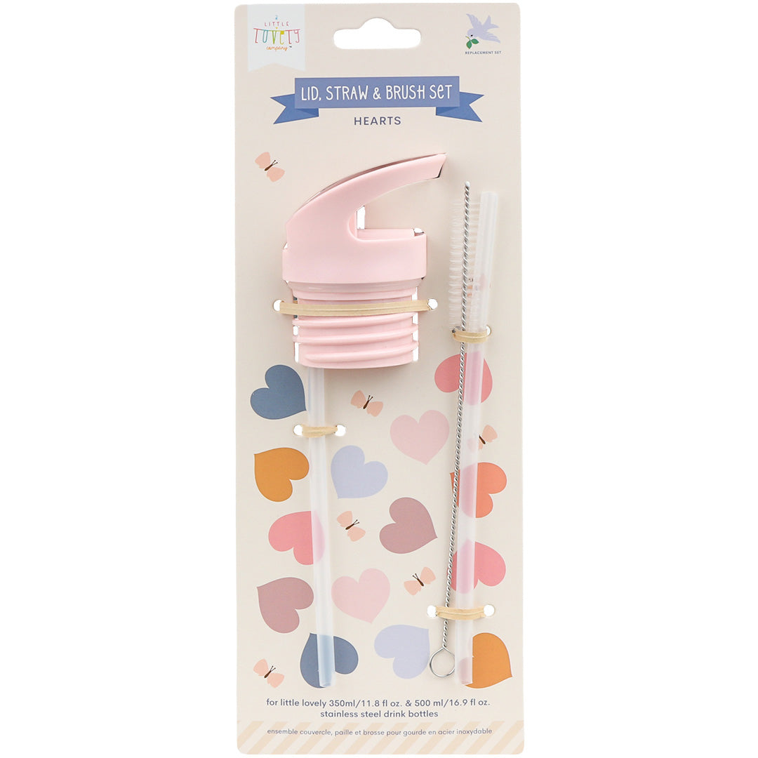 a little lovely company flessendop met rietjes en borsteltje - hartjes | DBSSRE106 | 2