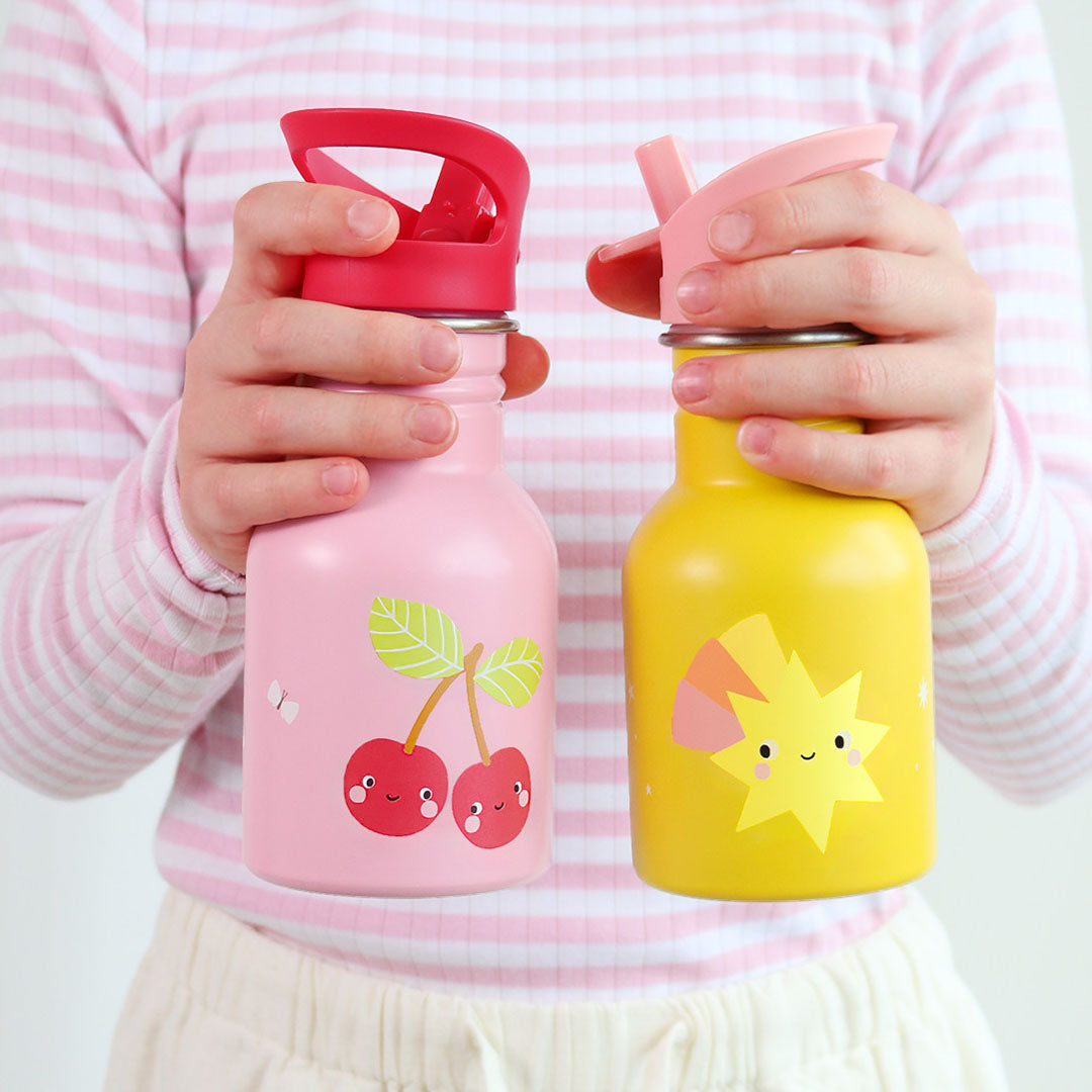 a little lovely company rvs drinkfles - vrolijke kersjes - 350 ml | DBSMHC111 | 6