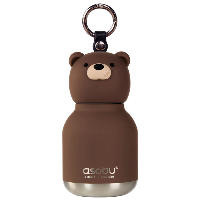 asobu rvs drinkfles mini besties - beer - 200 ml | IBV44-BROWN-BEAR | 