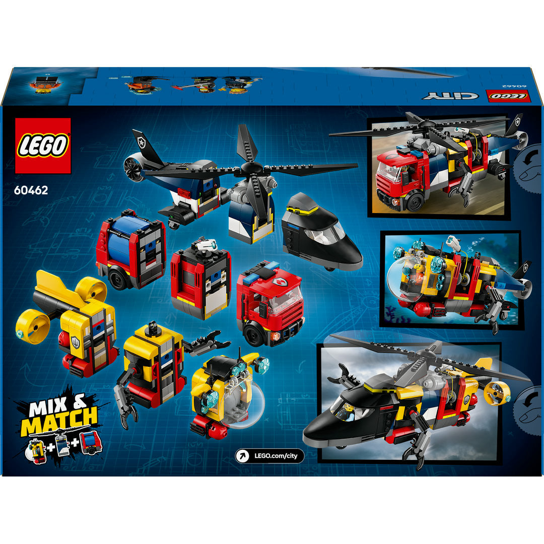 LEGO city helikopter brandweerauto en onderzeeër remix