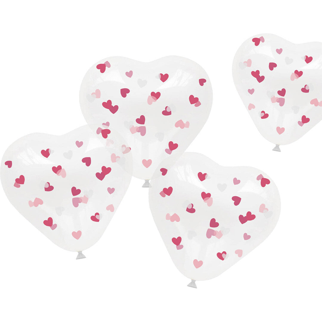 ballonnen met confetti hart - 4st | 24883 | 0