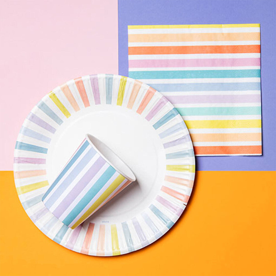 bekers pastel gestreept – 6st  | 61922 | 2