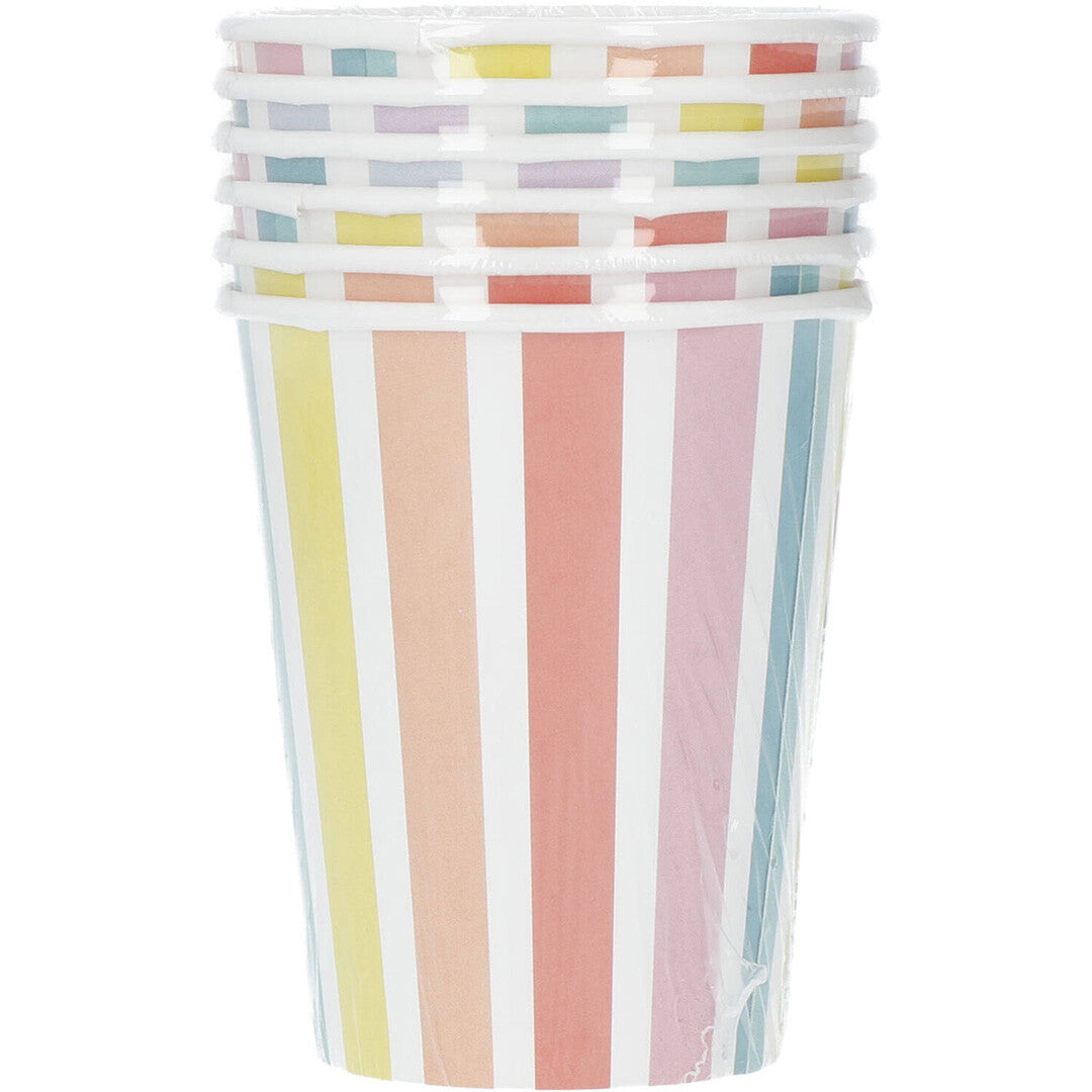 bekers pastel gestreept – 6st  | 61922 | 3