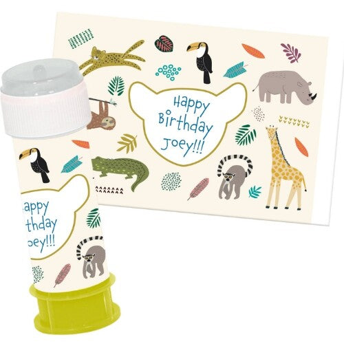 bellenblaasetiket zoo party - 6st  | 68357 | 1
