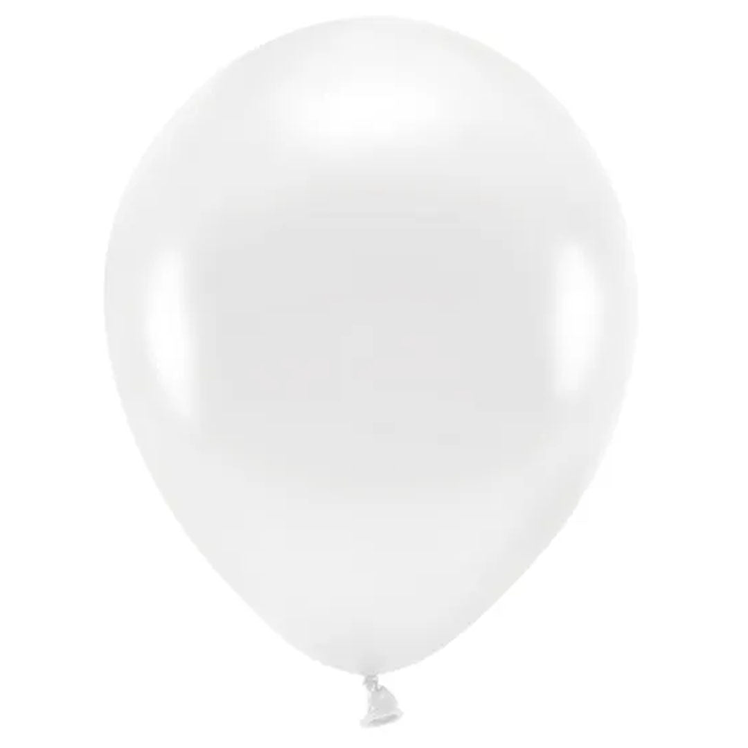 partydeco ballonnen metallic - wit - 30 cm - 10st | ECO30M-008-10 | 