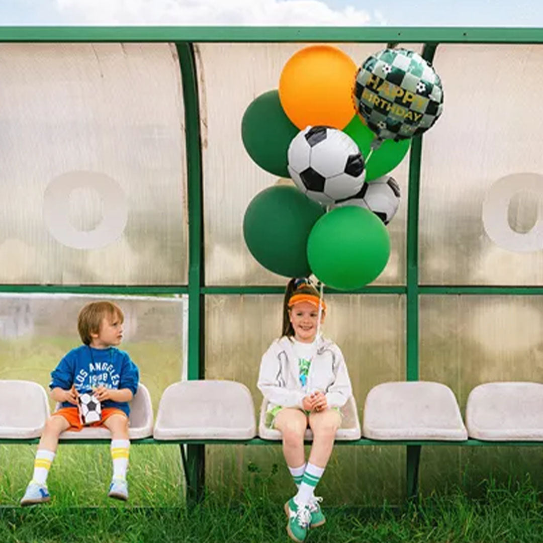 partydeco folieballon happy birthday - voetbal - 35 cm