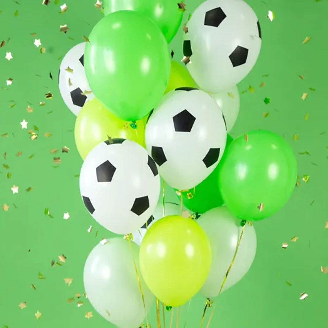 partydeco ballonnen voetbal - 30 cm - 6st | SB14P-299-008B-6 | 3