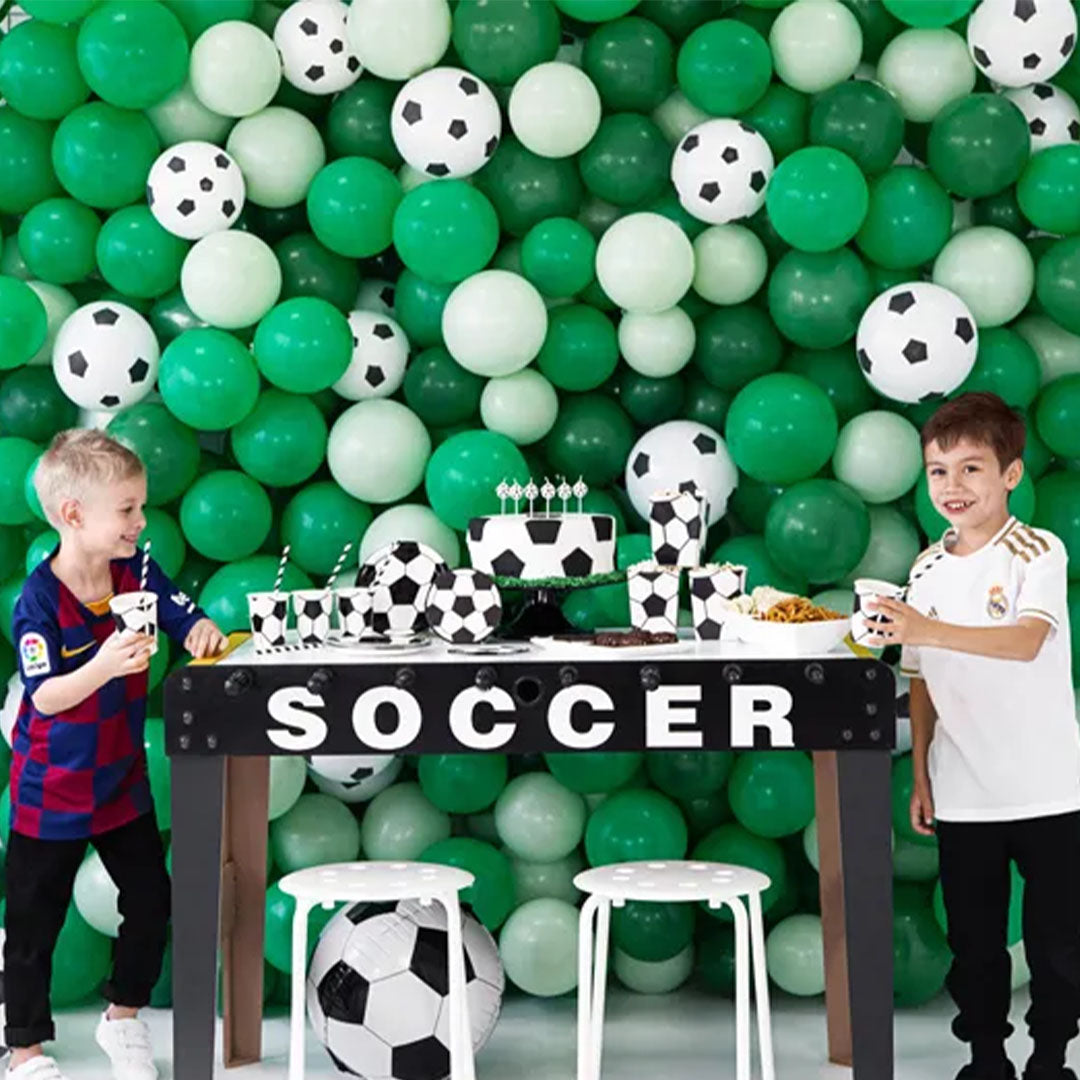 partydeco ballonnen voetbal - 30 cm - 6st | SB14P-299-008B-6 | 2