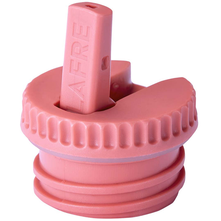 Roze Blafre drinkdeksel van plastic met drinktuit en merknaam.