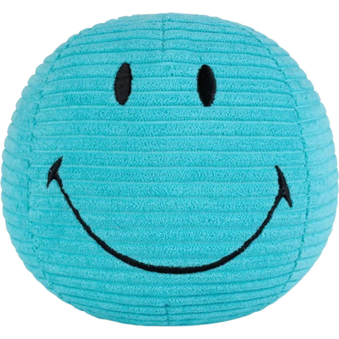 bon ton toys knuffelbal smiley eco corduroy - blauwgroen - Ø13 cm | 35.013.309 | 
