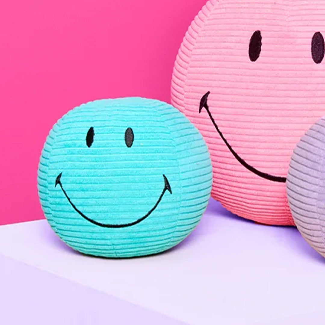 bon ton toys knuffelbal smiley eco corduroy - blauwgroen - Ø13 cm | 35.013.309 |  2