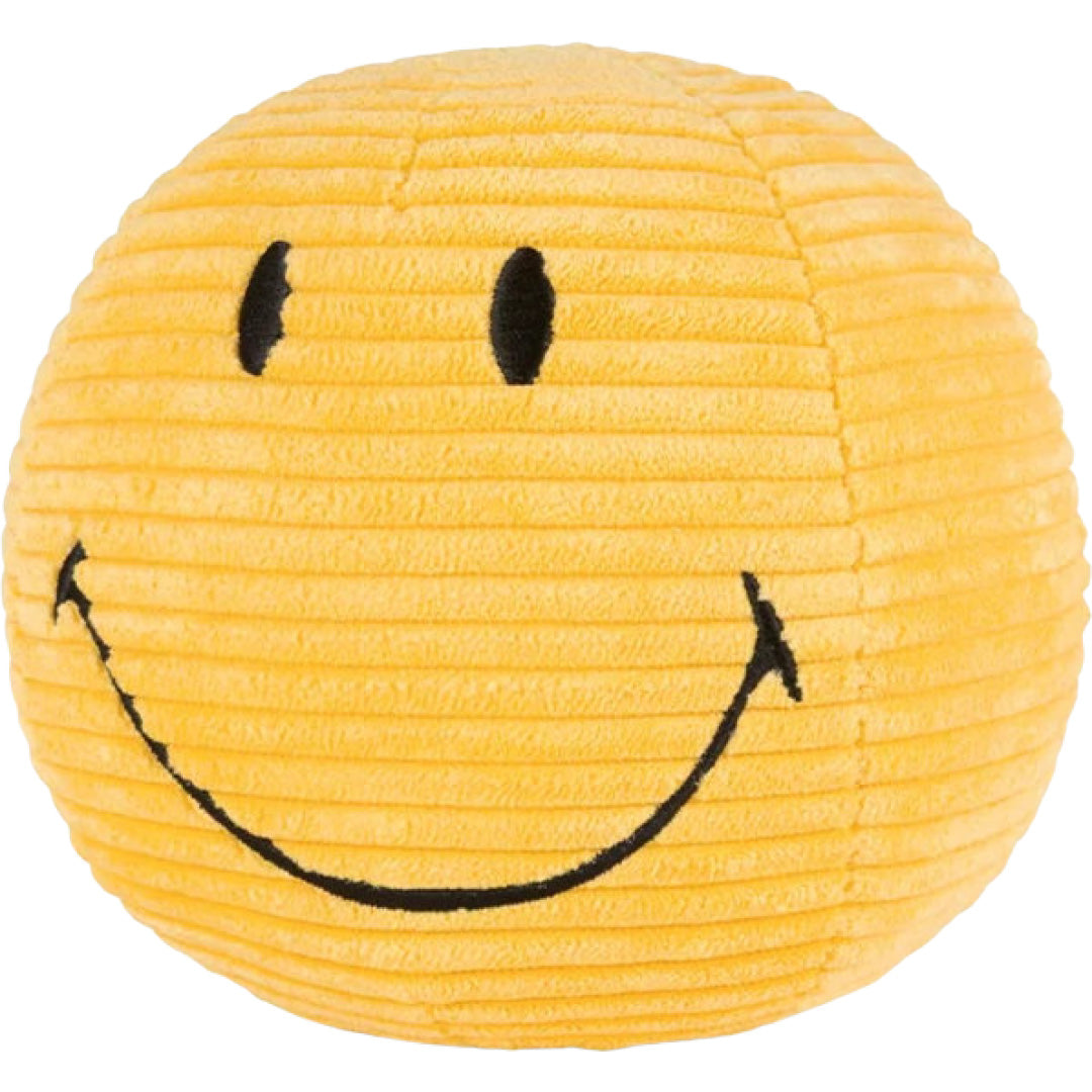 bon ton toys knuffelbal smiley eco corduroy - geel - Ø13 cm | 35.013.200 | 3