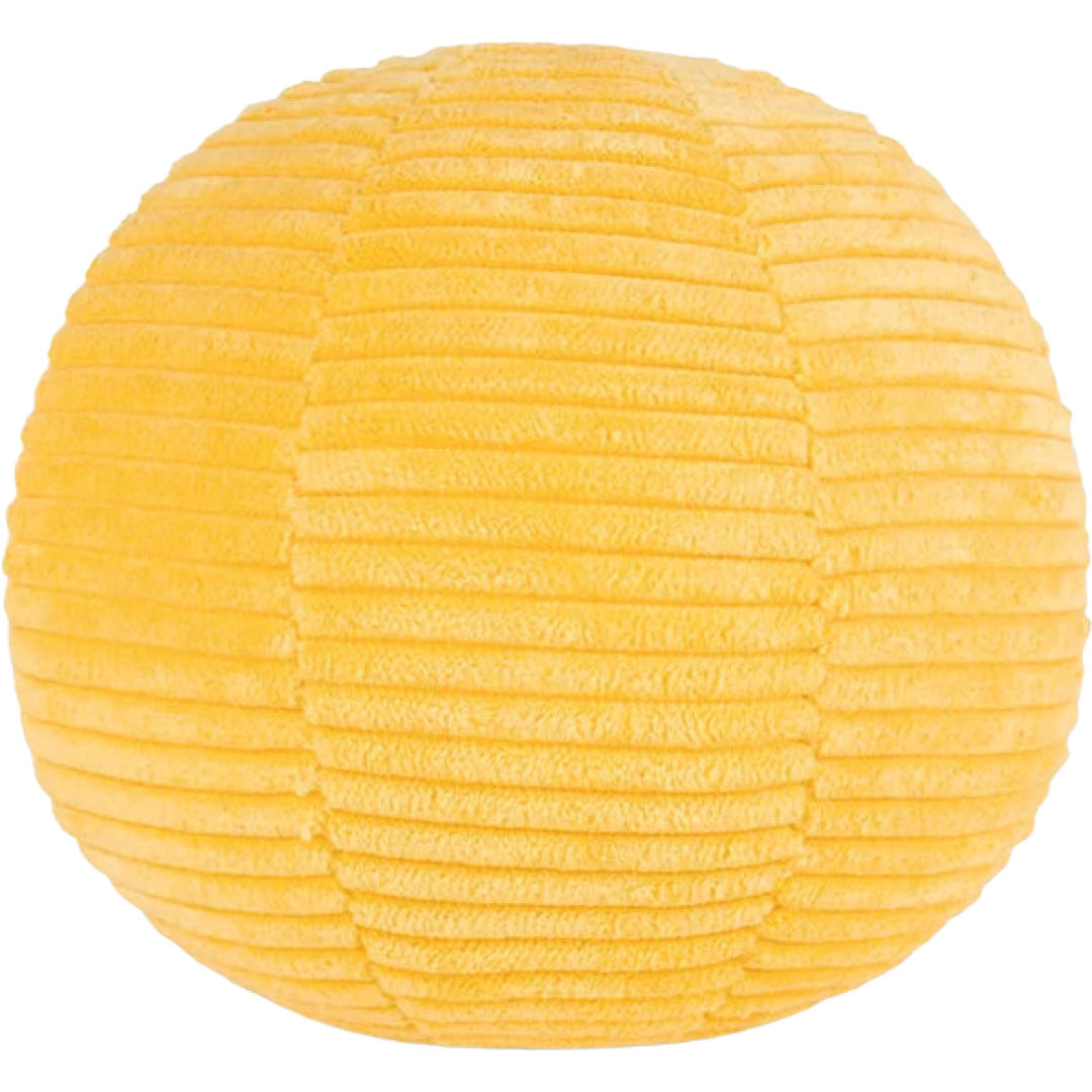 bon ton toys knuffelbal smiley eco corduroy - geel - Ø13 cm | 35.013.200 | 4