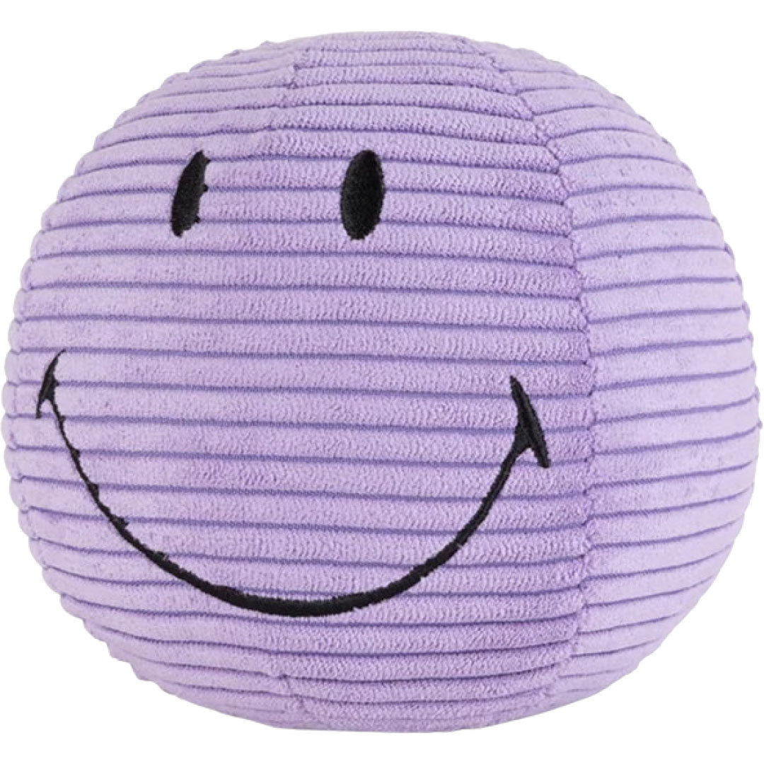 bon ton toys knuffelbal smiley eco corduroy - paars - Ø13 cm | 35.013.602 | 3