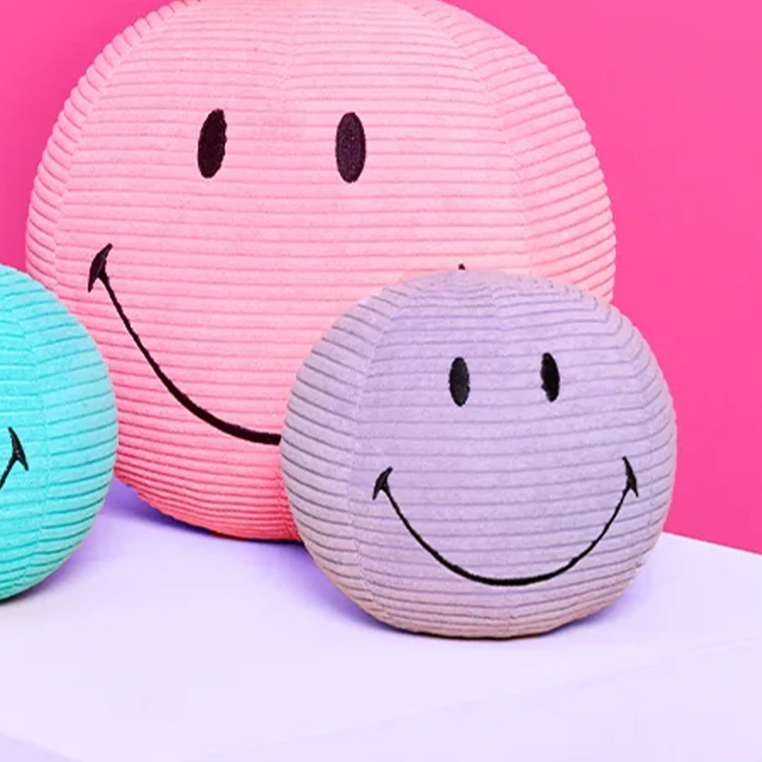 bon ton toys knuffelbal smiley eco corduroy - paars - Ø13 cm | 35.013.602 | 2