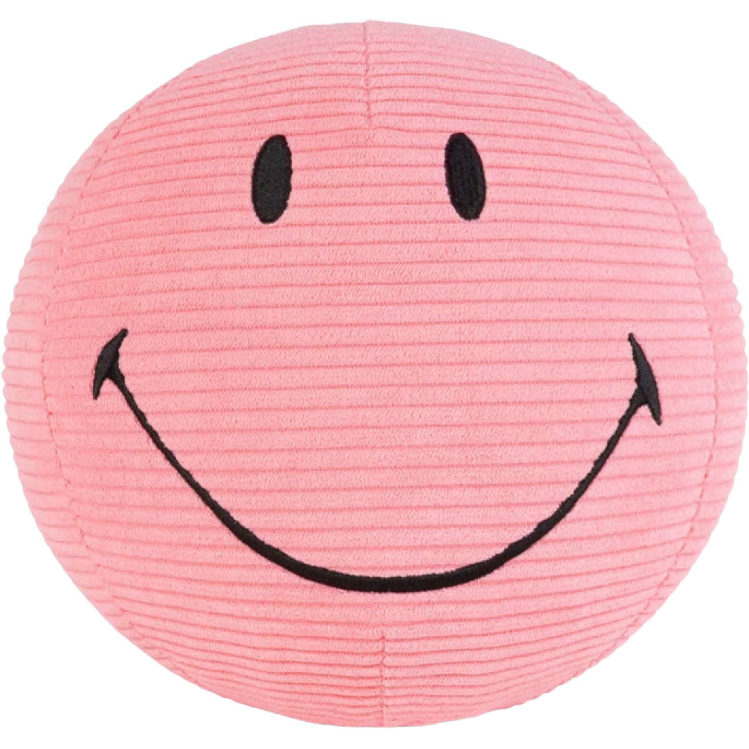 bon ton toys knuffelbal smiley eco corduroy - roze - Ø23 cm | 35.023.113 |