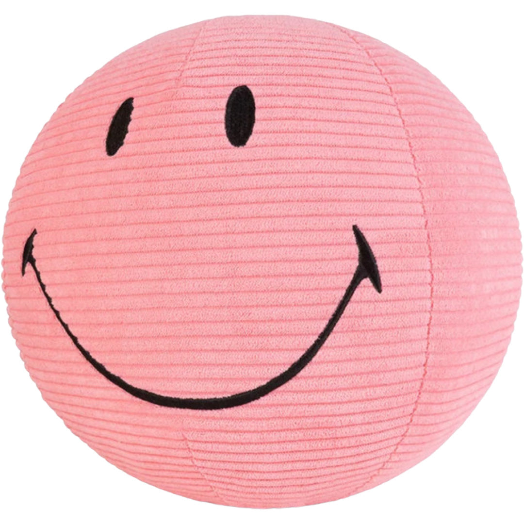 bon ton toys knuffelbal smiley eco corduroy - roze - Ø23 cm | 35.023.113 | 3