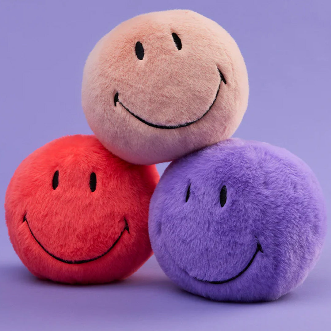 bon ton toys knuffelbal smiley eco fuzzy - drie kleuren