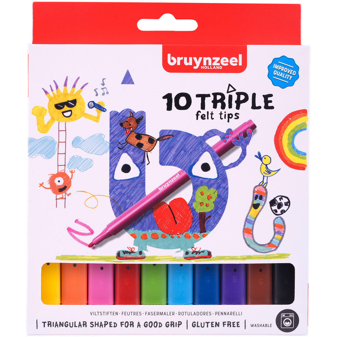 bruynzeel kids driehoekige viltstiften - 10st | 60123010 | 1