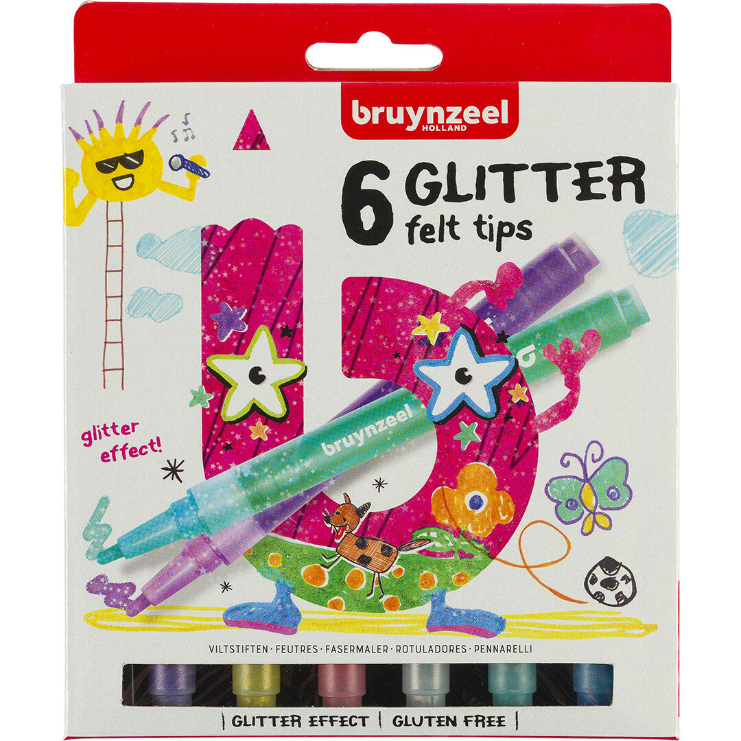 bruynzeel kids glitter viltstiften - 6st | 60126006 | 1