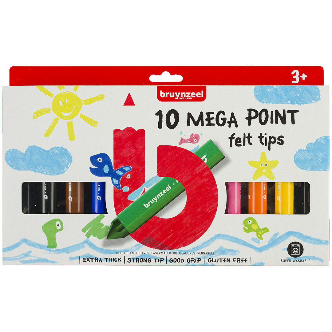bruynzeel kids mega point viltstiften - 10st | 60122002 | 1