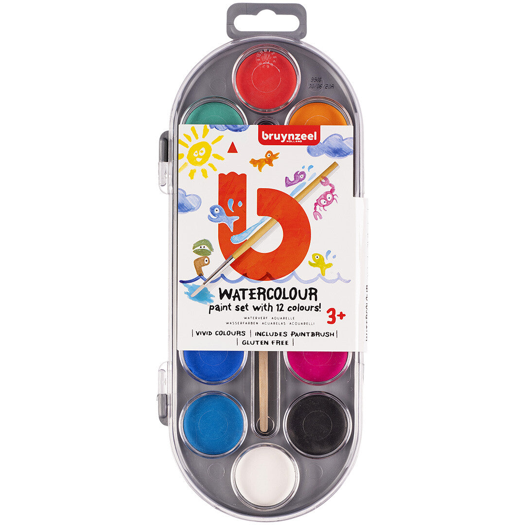 bruynzeel kids waterverf met penseel - 12 kleuren | 60152012 | 3
