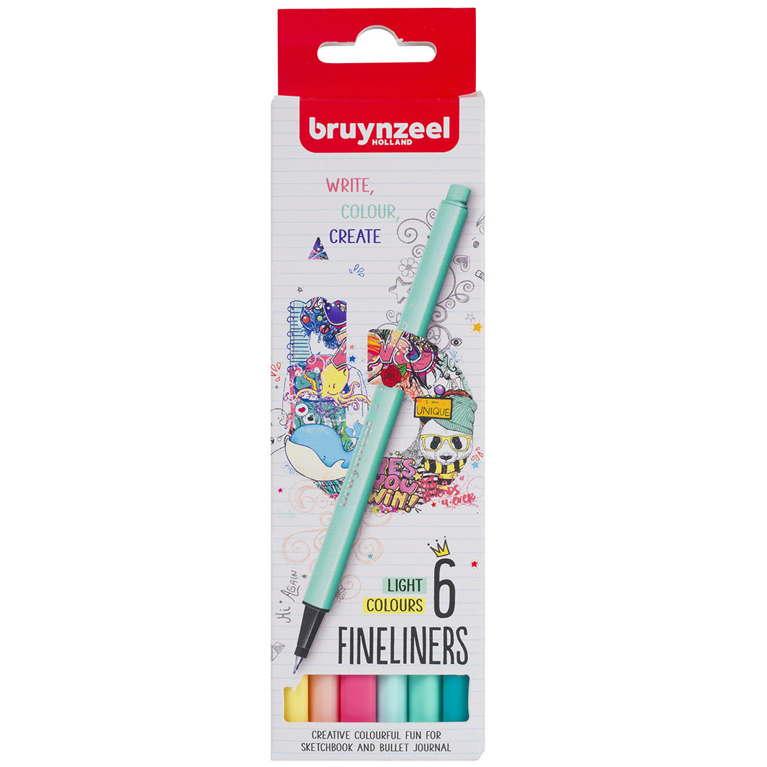 bruynzeel fineliners - light - 6st | 60241306 | 0