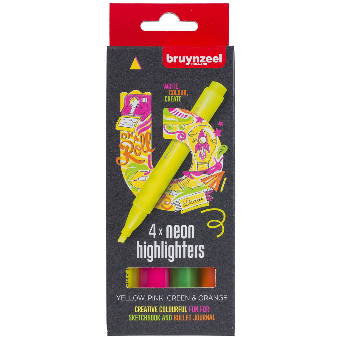 bruynzeel highlighters - neon - 4st | 60283004 | 0
