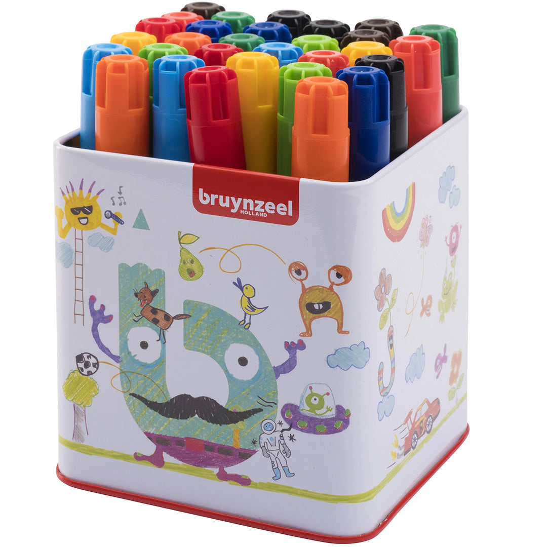 bruynzeel viltstiften met blik big point - multicolour - 30st | 60522030 | 0