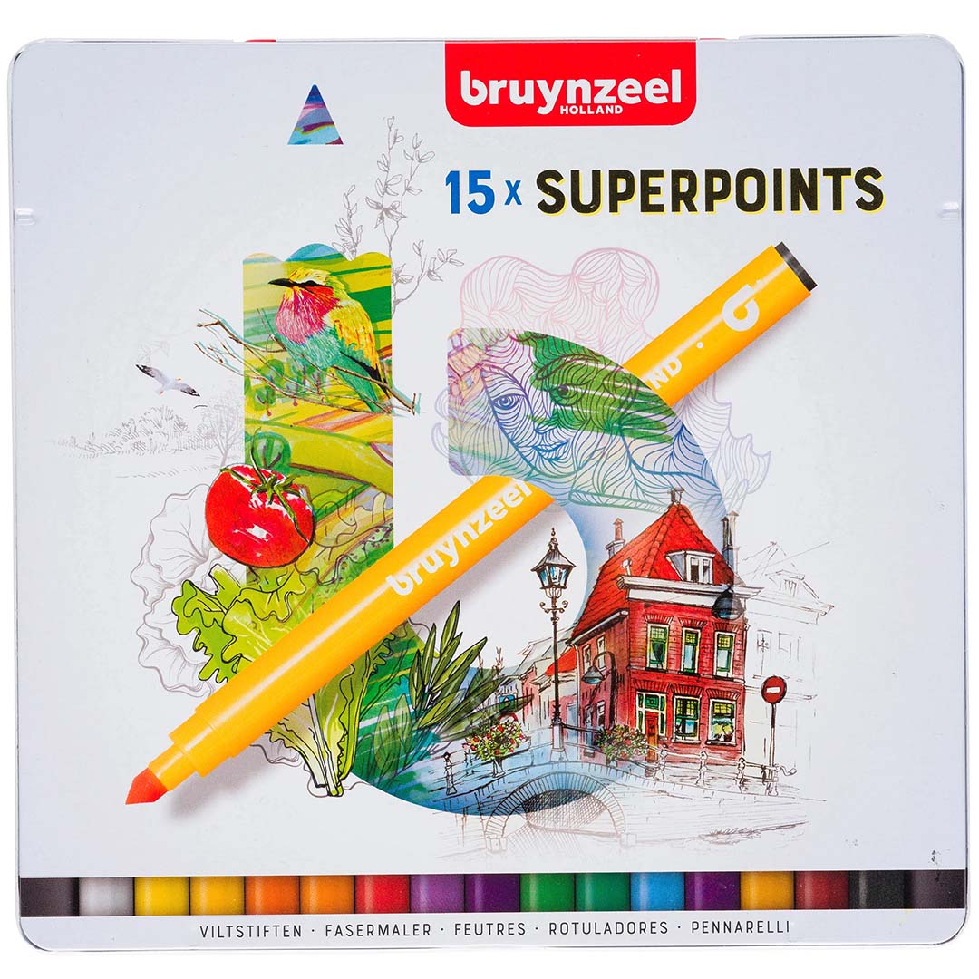 bruynzeel viltstiften superpoint - multicolour - 15st | 60324015 | 0