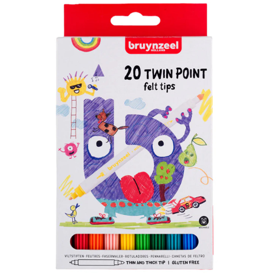 bruynzeel viltstiften twinpoint - multicolour - 20st | 60125120 | 