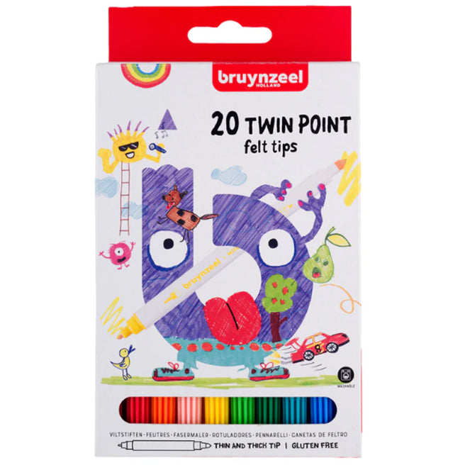 bruynzeel viltstiften twinpoint - multicolour - 20st | 60125120 | 
