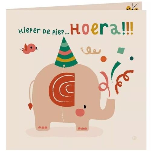by bora verjaardagskaart met envelop - olifant | FCJU02 | 0