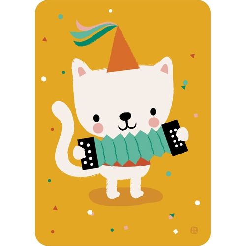 by bora verjaardagskaart - poes accordeon | PCPM01 | 0