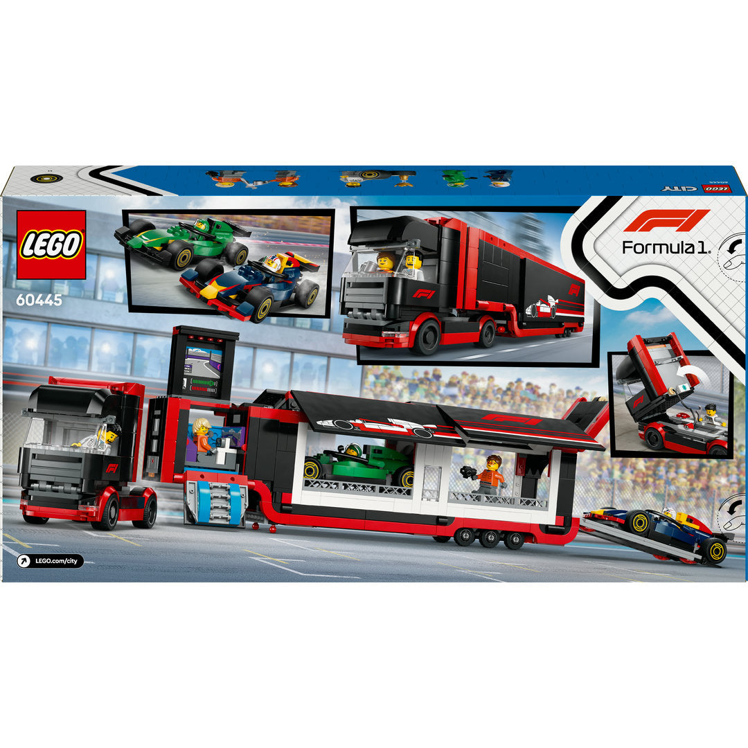 LEGO city f1 truck met rb20 en amr24 f1 auto's speelset