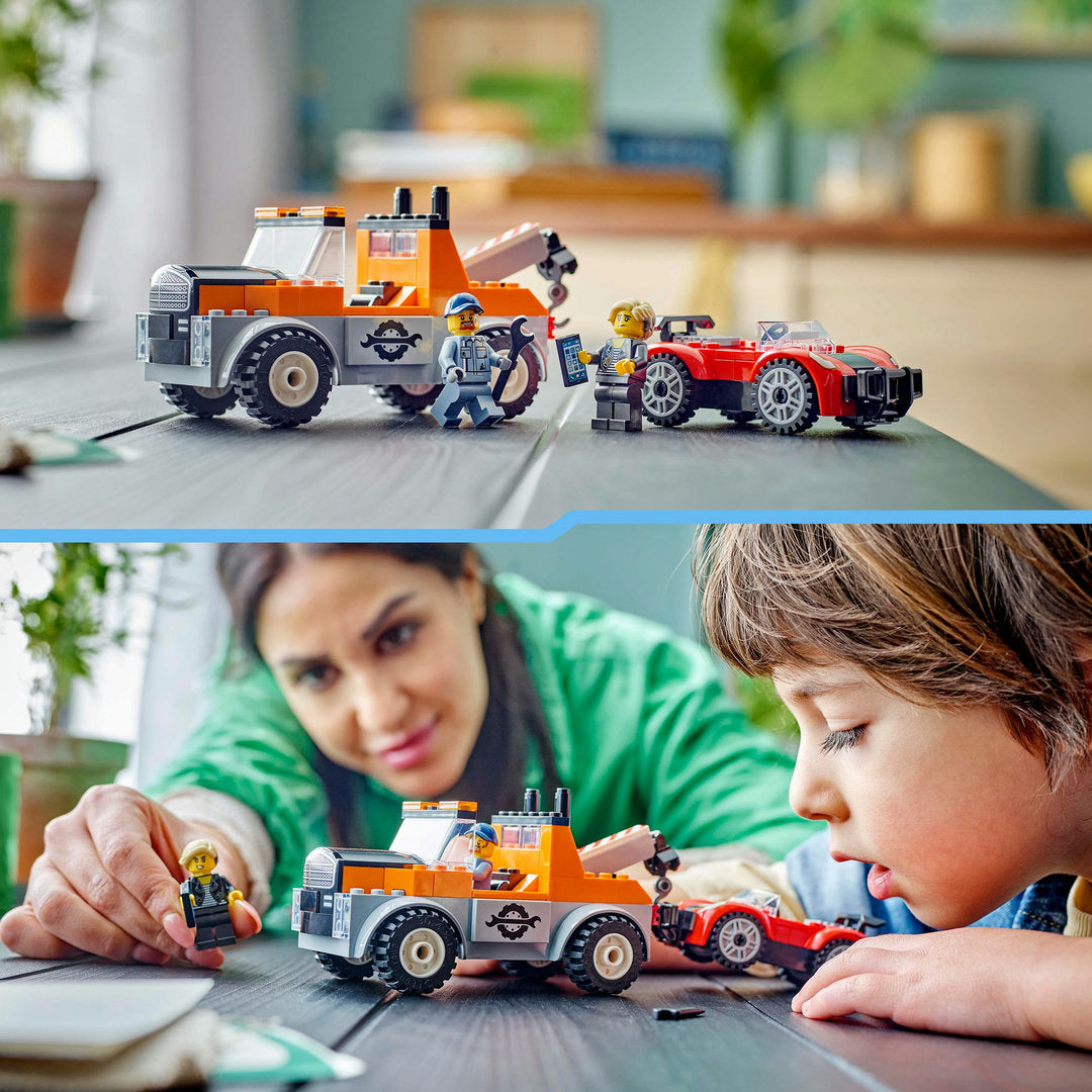 LEGO city sleepwagen en sportautoreparatie set