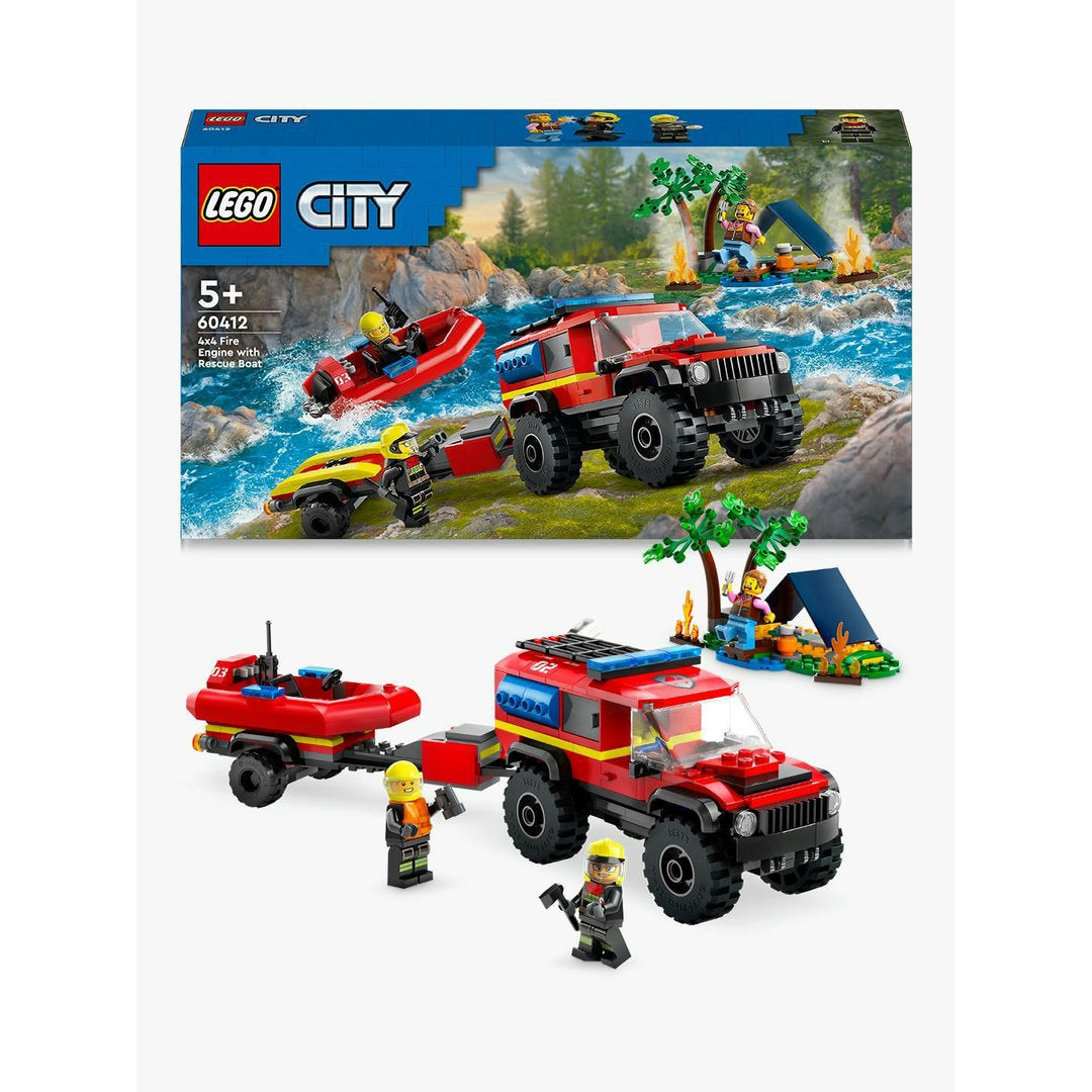 LEGO city 4x4 brandweerauto met reddingsboot