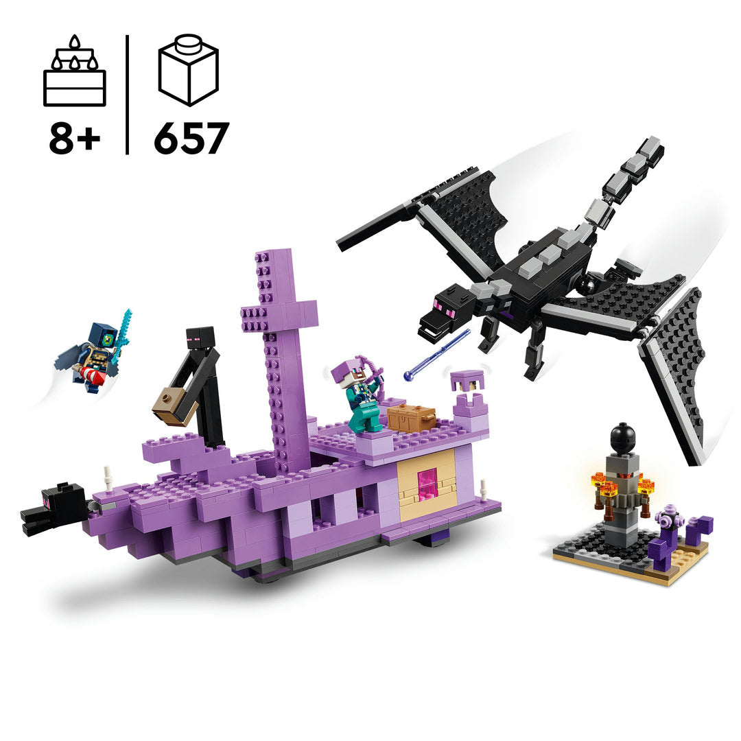 LEGO minecraft de enderdraak en het end-schip