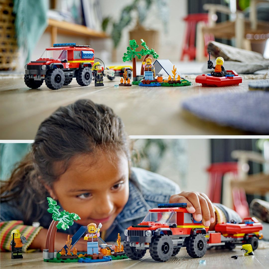 LEGO city 4x4 brandweerauto met reddingsboot